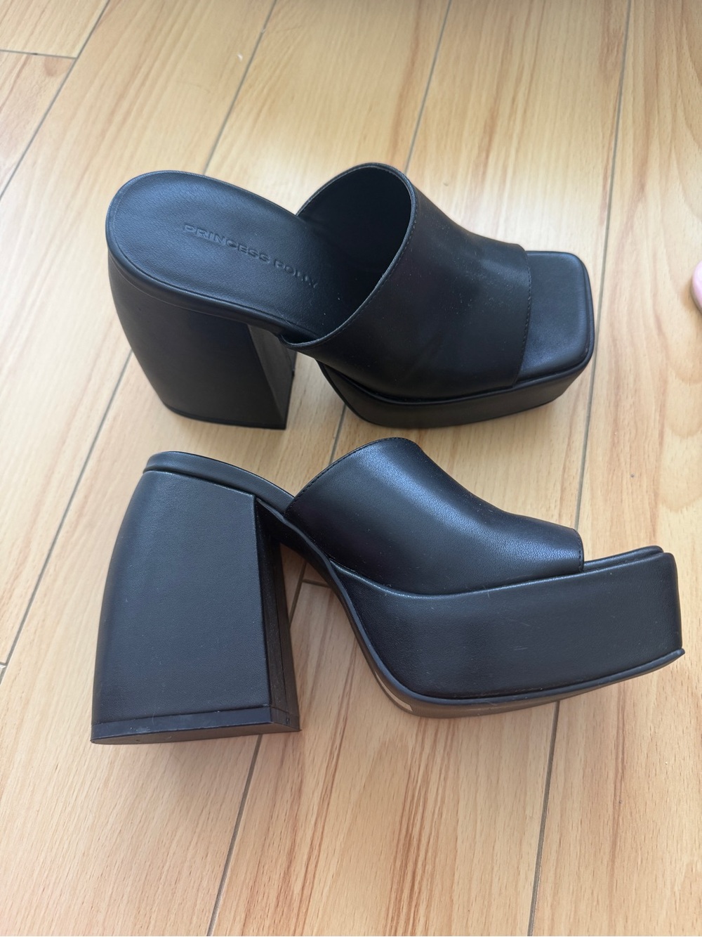 Princess Polly Black Platform Slide Mules